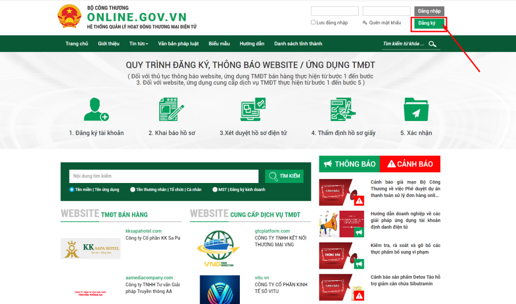 Hướng dẫn đăng ký website thương mại điện tử với Bộ Công Thương cho Công ty, hộ kinh doanh